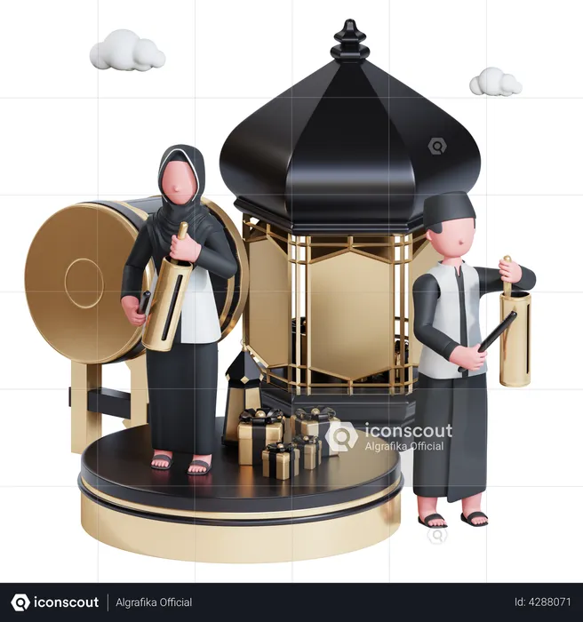 Ramadan Kareem zakat giving charity  3D Illustration