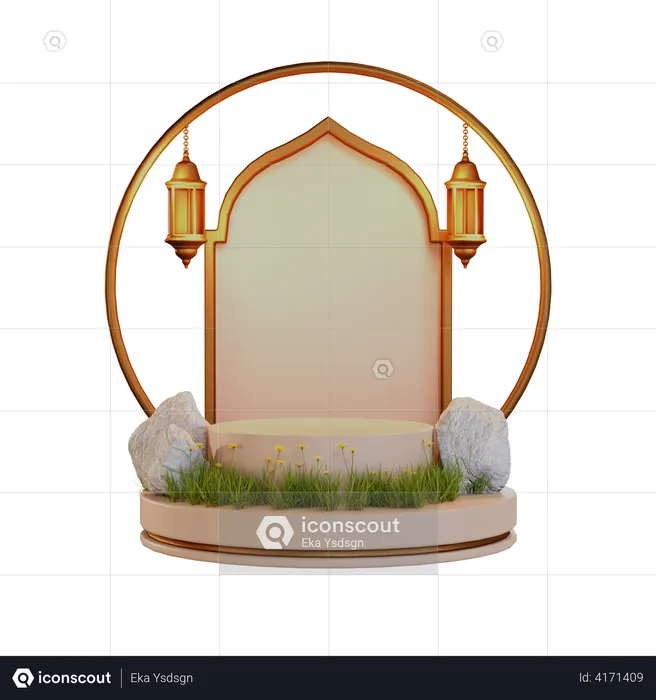 Podio de Ramadán  3D Illustration