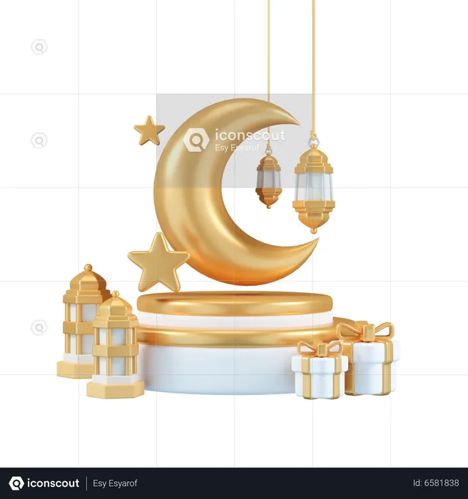 Ramadan Podium  3D Illustration