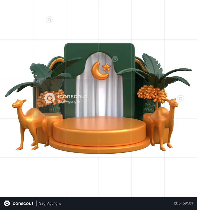 Ramadan Podium  3D Illustration