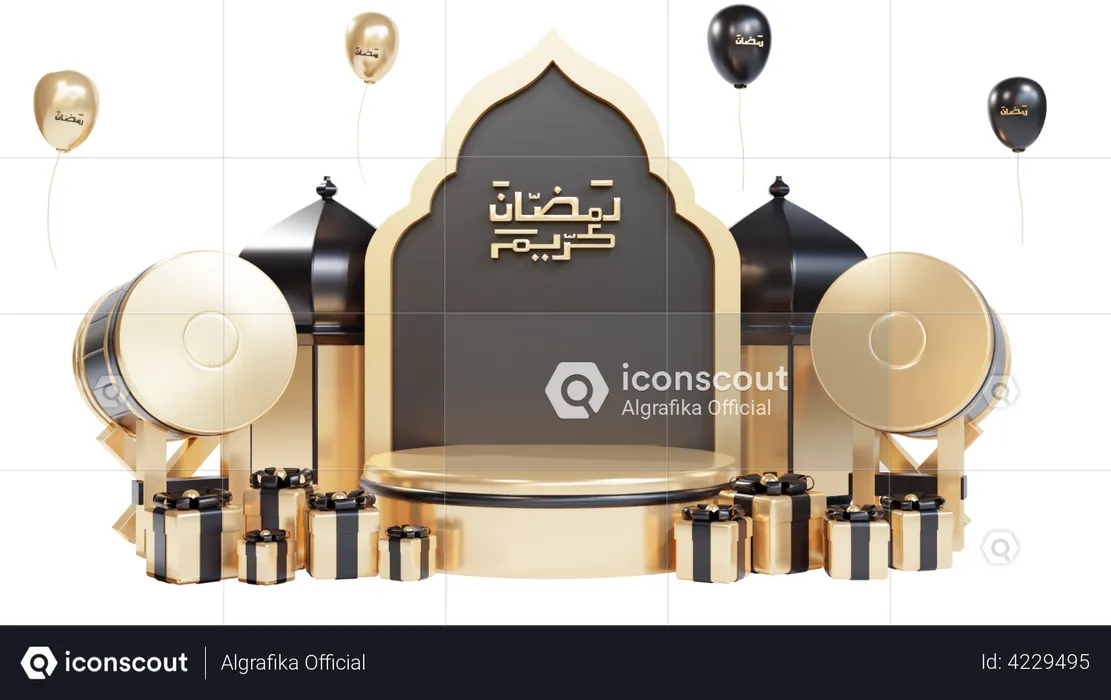 Ramadan Podium  3D Illustration