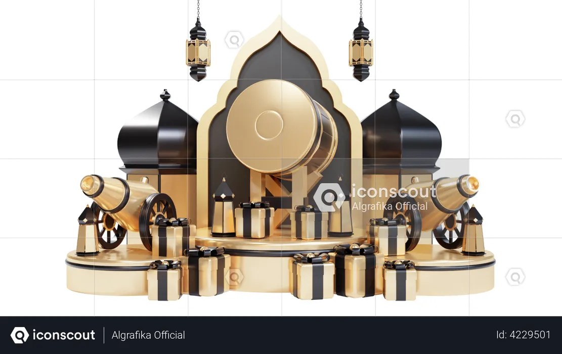 Podium du Ramadan  3D Illustration