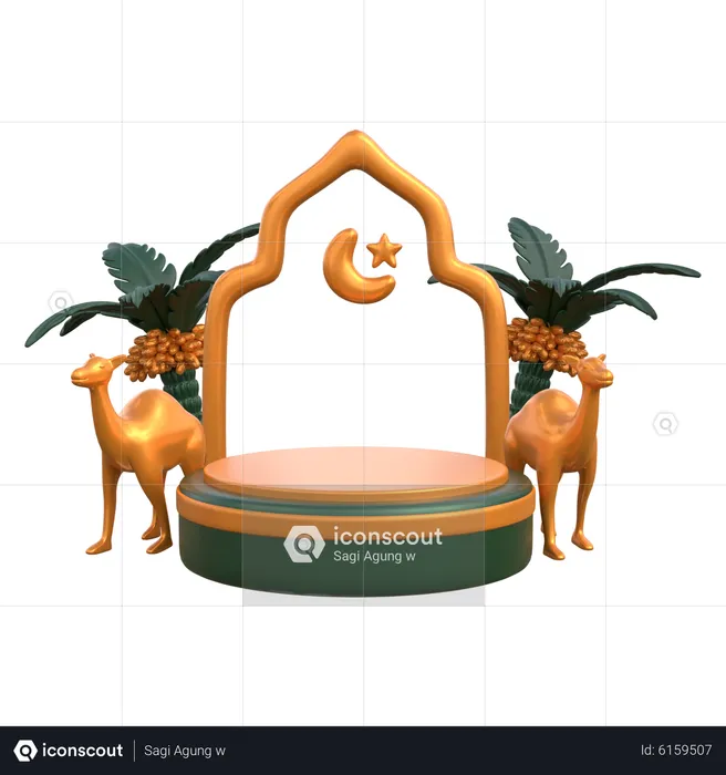 Ramadan-Podium  3D Illustration