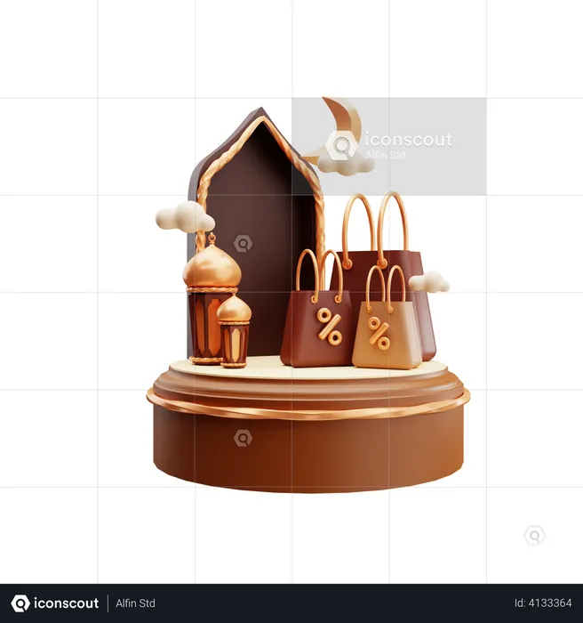 Ramadan podium sale  3D Illustration