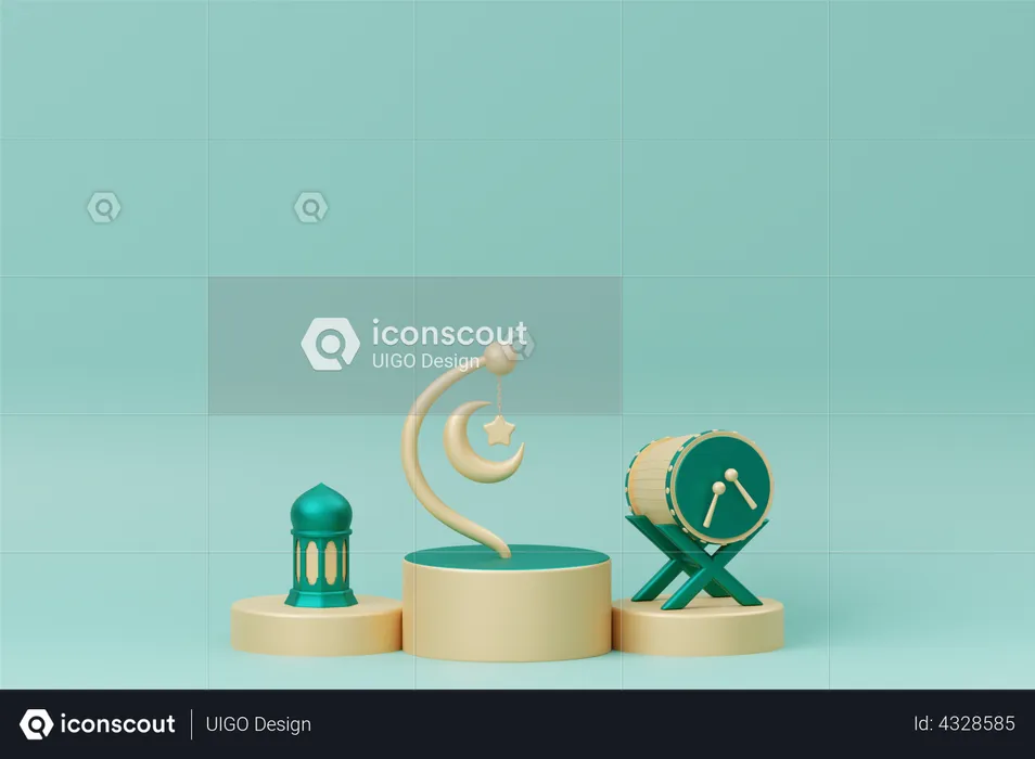 Ramadan Podium With bedug  3D Illustration