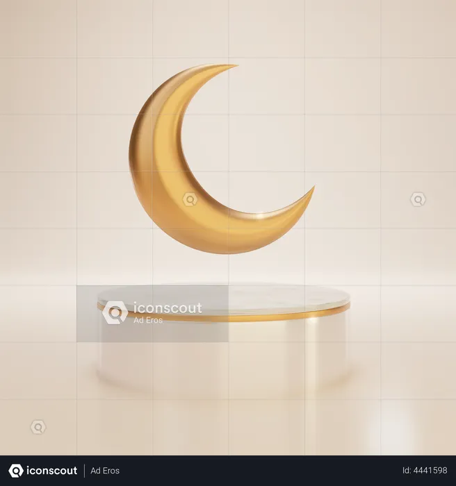 Ramadan Podium with Crescent  3D Illustration