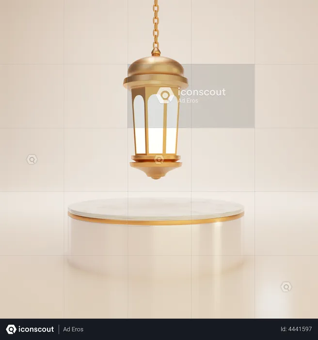 Ramadan Podium with lantern  3D Illustration