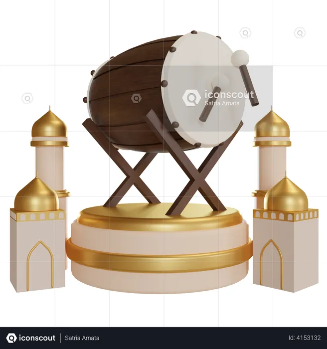 Podium de tambour du ramadan  3D Illustration