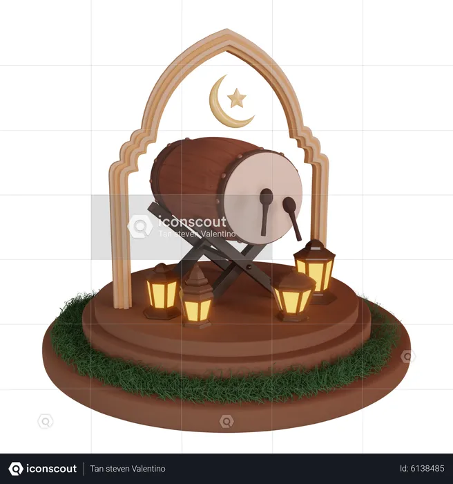 Podium de tambour du ramadan  3D Illustration