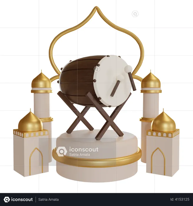 Ramadan Trommel Podium  3D Illustration