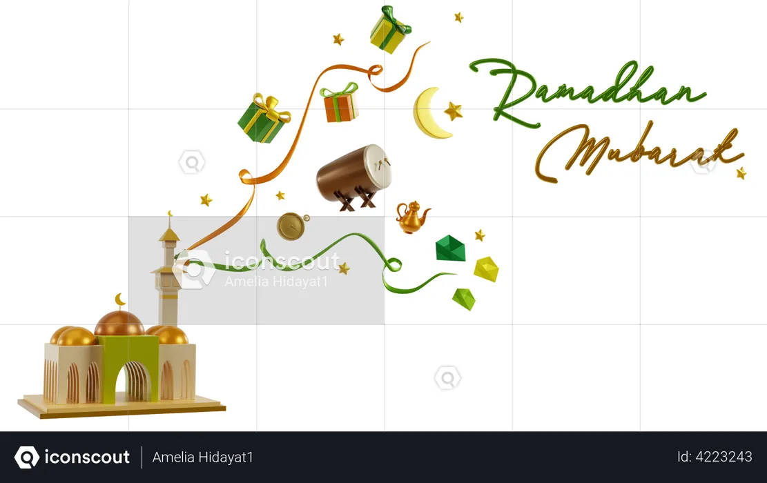 Ramadhan Mubarak  3D Illustration