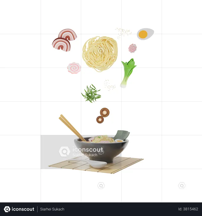Ramen Noodles  3D Illustration