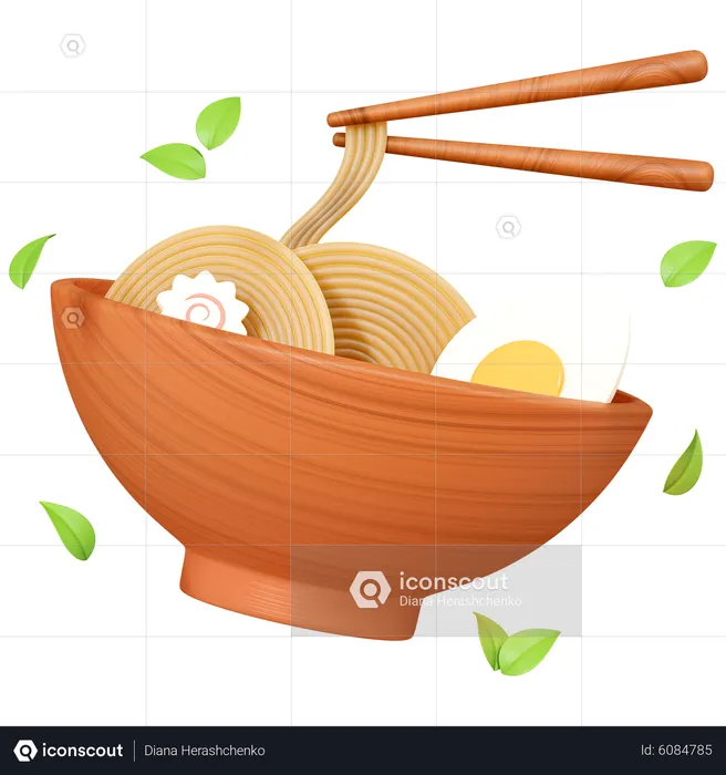 Ramen with noodles and egg  3D Icon