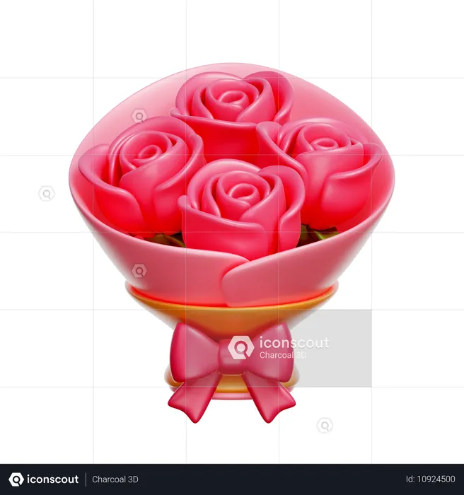 Ramo de flores rosas  3D Icon