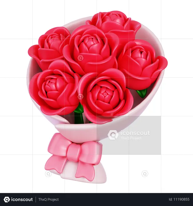 Ramo de flores rosas  3D Icon