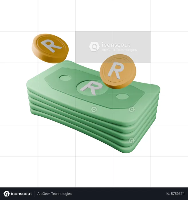 Rand sudafricano  3D Icon