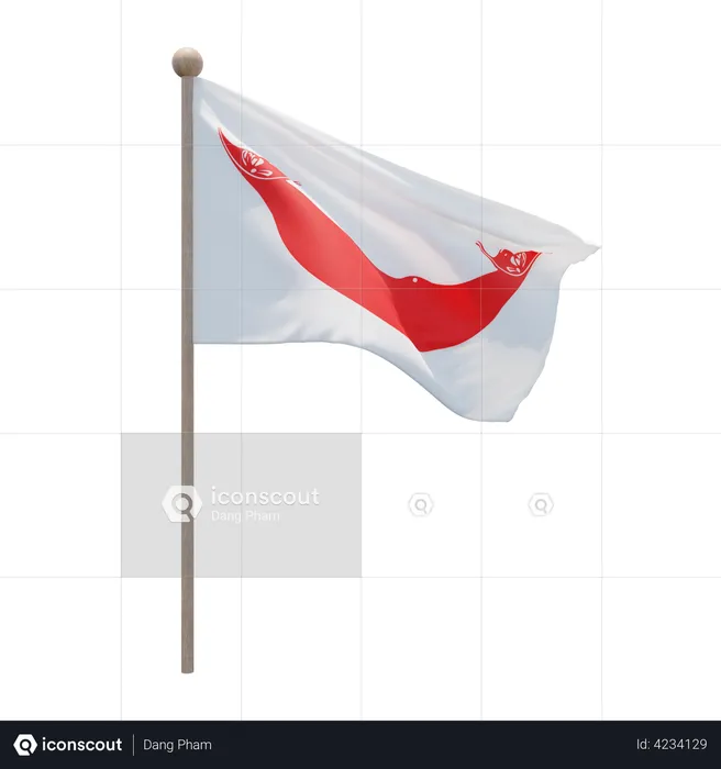Rapa Nui Chile Flag Pole  3D Flag