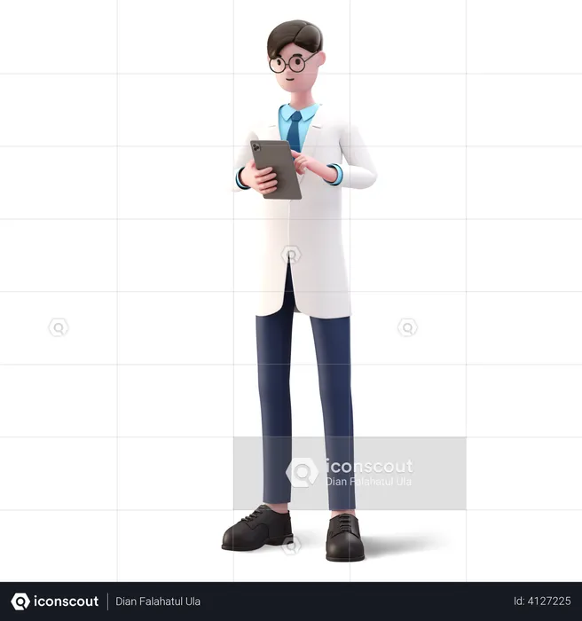 Médecin vérifiant le rapport du patient  3D Illustration