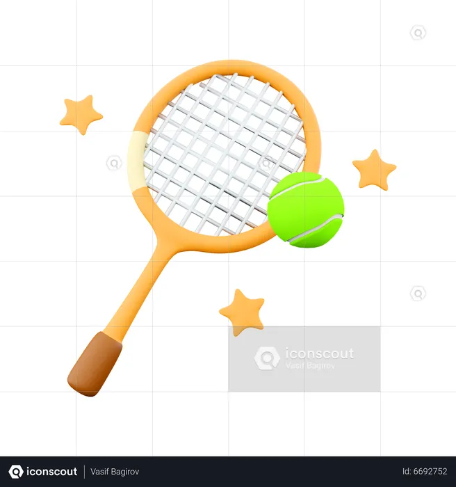 Raqueta y pelota de tenis  3D Icon