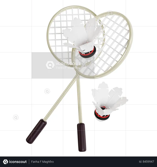 Raquettes et volants de badminton  3D Icon