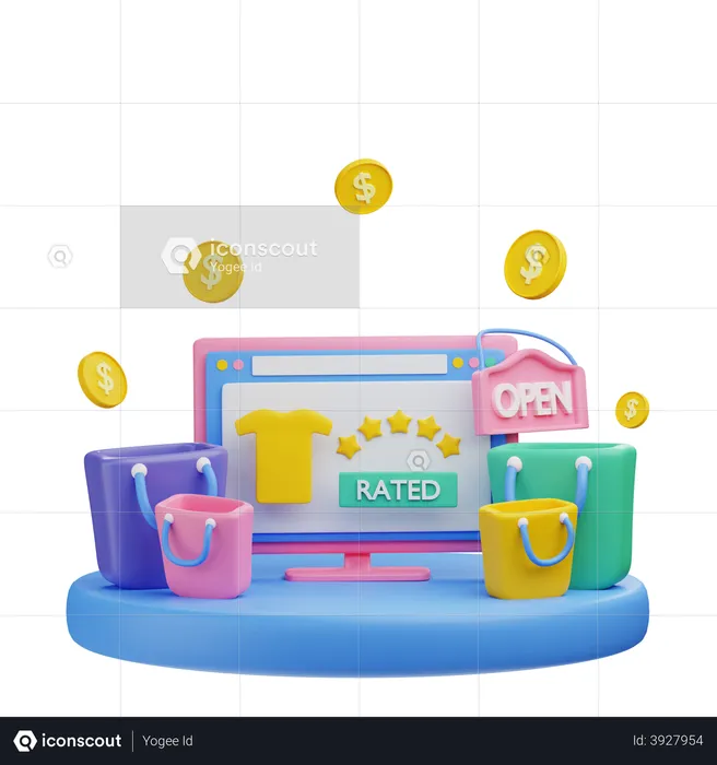 Rated shopping product  3D Illustration