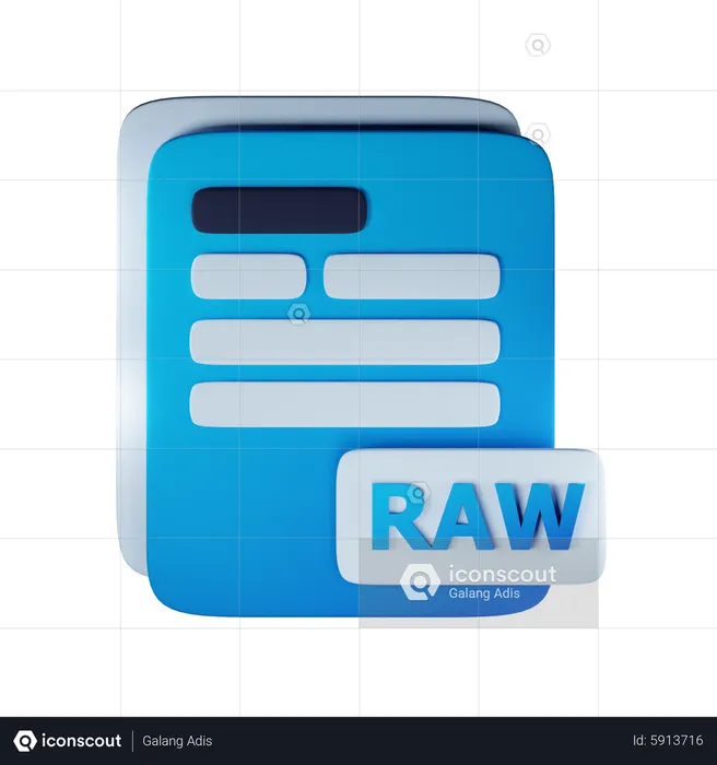 Raw file extension  3D Icon