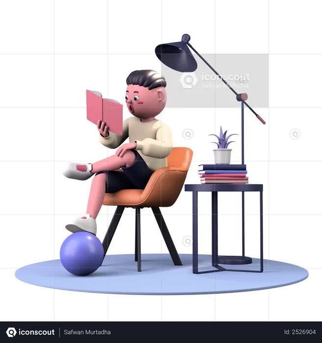 Reading Book  3D Illustration