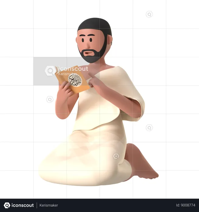 Reading Quran Male  3D Illustration