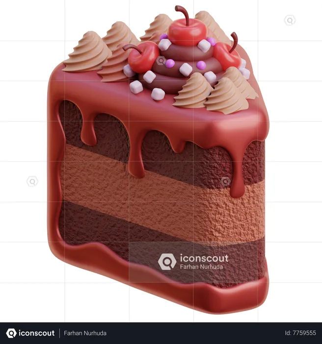 Rebanada de pastel de chocolate  3D Icon