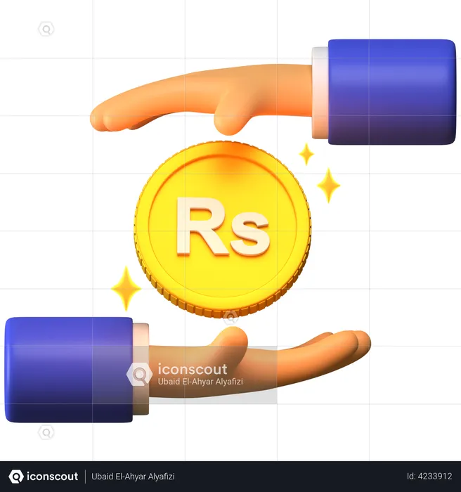 Receive Sri Lankan Rupee Coin  3D Illustration