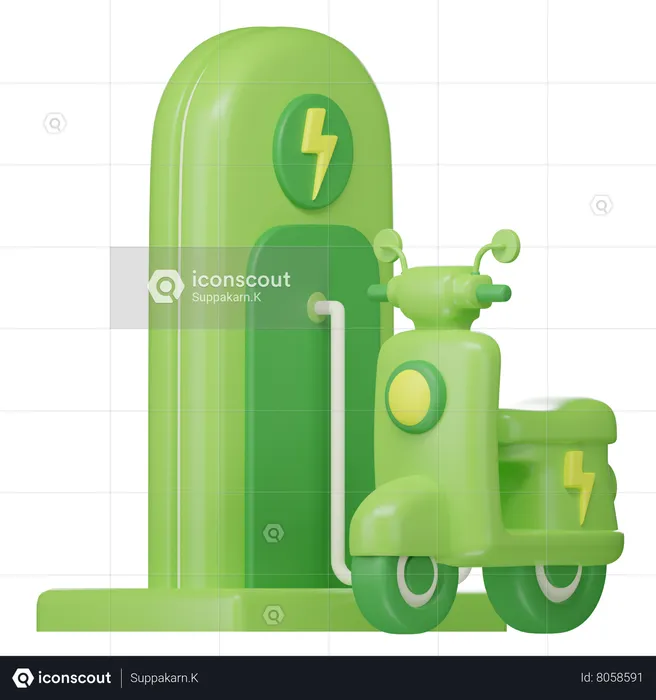 Recharge de scooter électrique  3D Icon