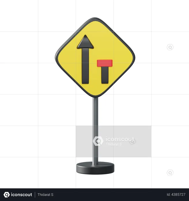 Rechter Fahrstreifen endet  3D Illustration