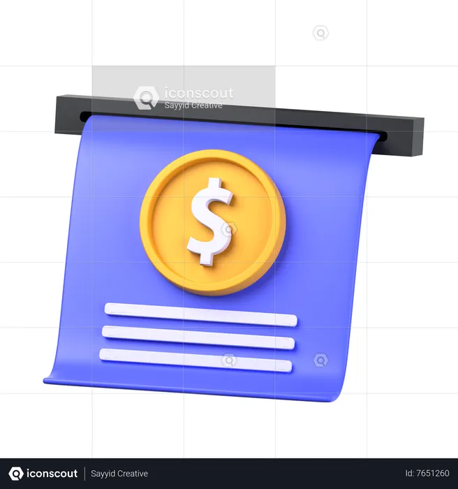 Recibo de cajero automático  3D Icon