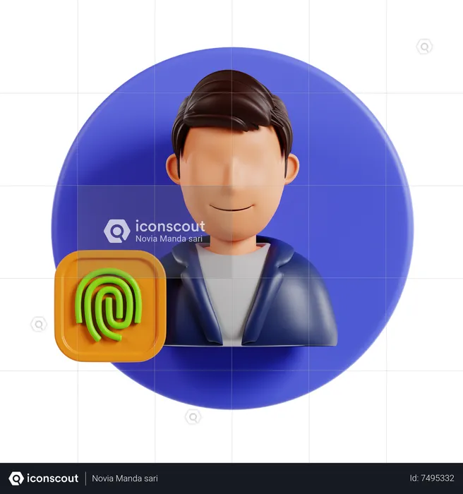 Reconhecimento de impressão digital  3D Icon