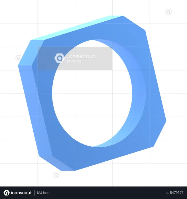 Rectangle with Circle  3D Icon