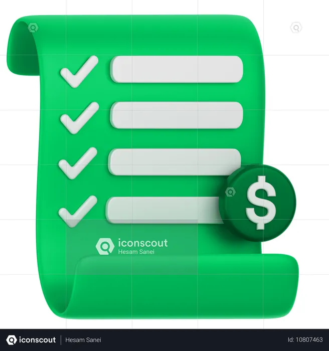 Reçu en dollars  3D Icon