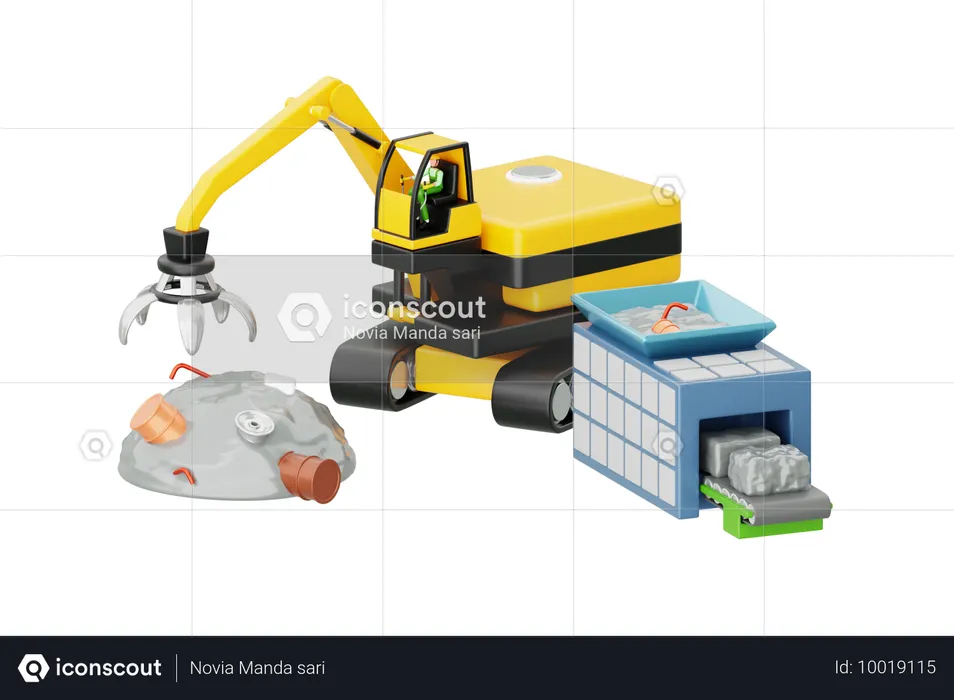 Recyclage et réutilisation de la ferraille  3D Illustration