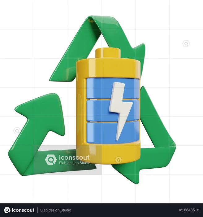 Recycle Battery  3D Illustration
