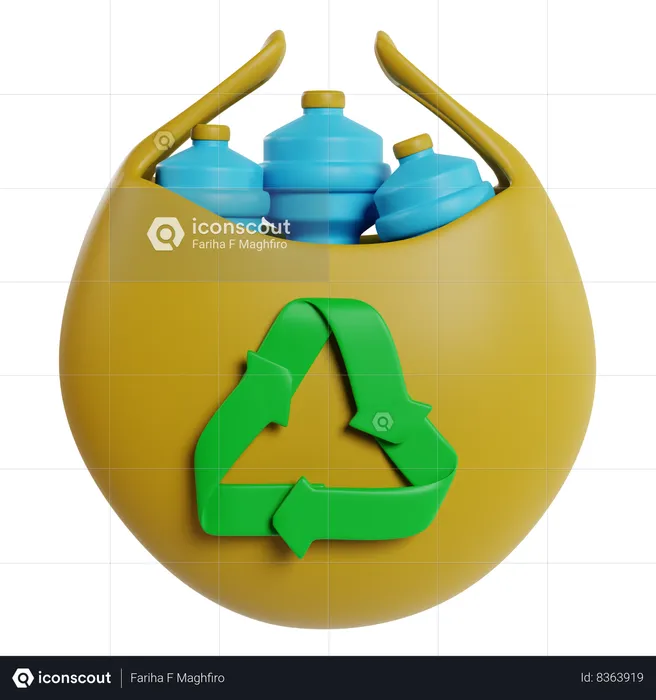 Recycling Plastic Bottles Eco Friendly Practice  3D Icon