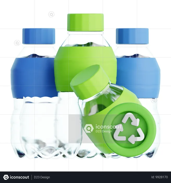 Recycling von Plastikflaschen  3D Icon