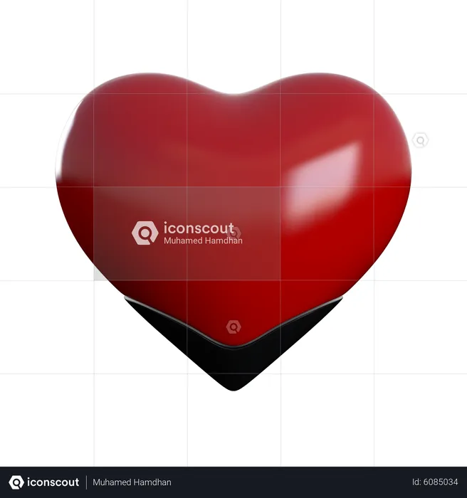 Red and Black Heart  3D Icon