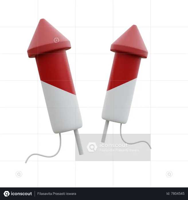 Red And White Stripe Firework  3D Icon