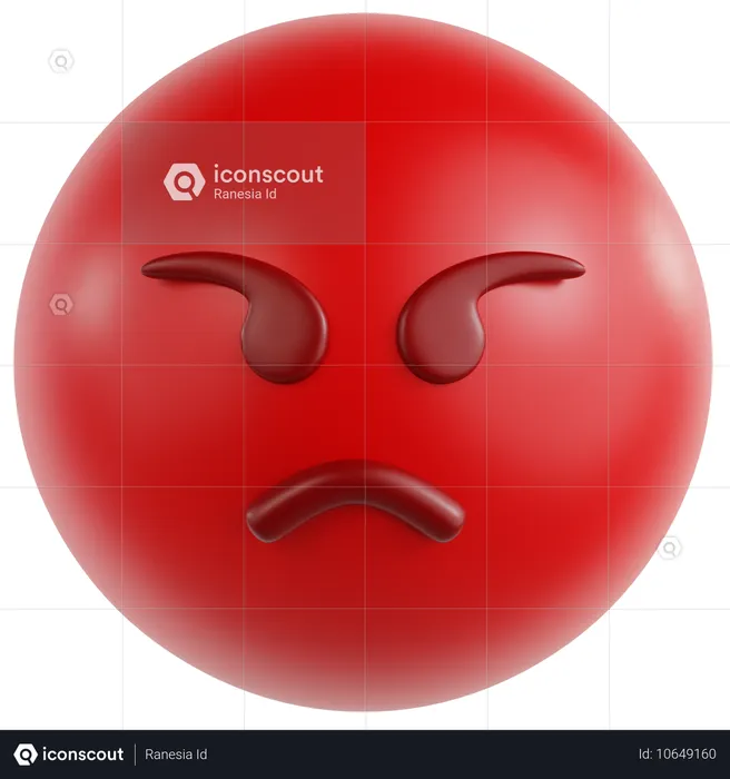 Red Angry Face  3D Icon