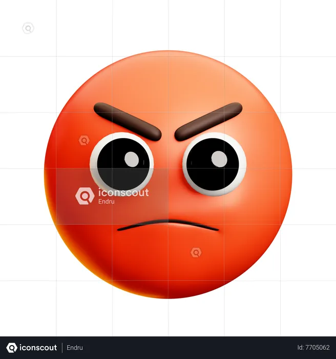 Red Angry Face Emoji 3D Icon