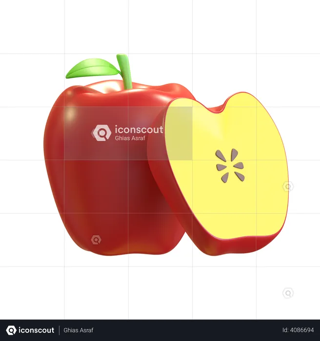Red Apple Fruit  3D Illustration