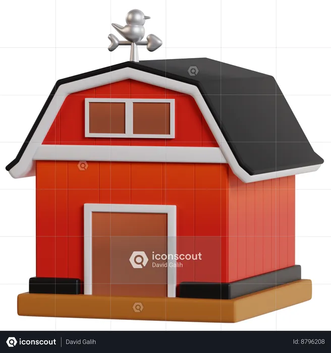 Red Barn In Agriculture  3D Icon