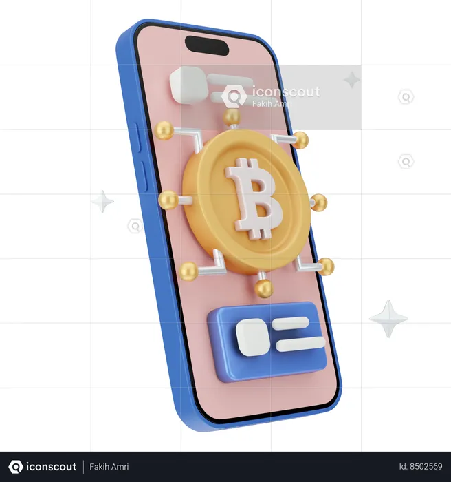 Red bitcoin en línea  3D Icon