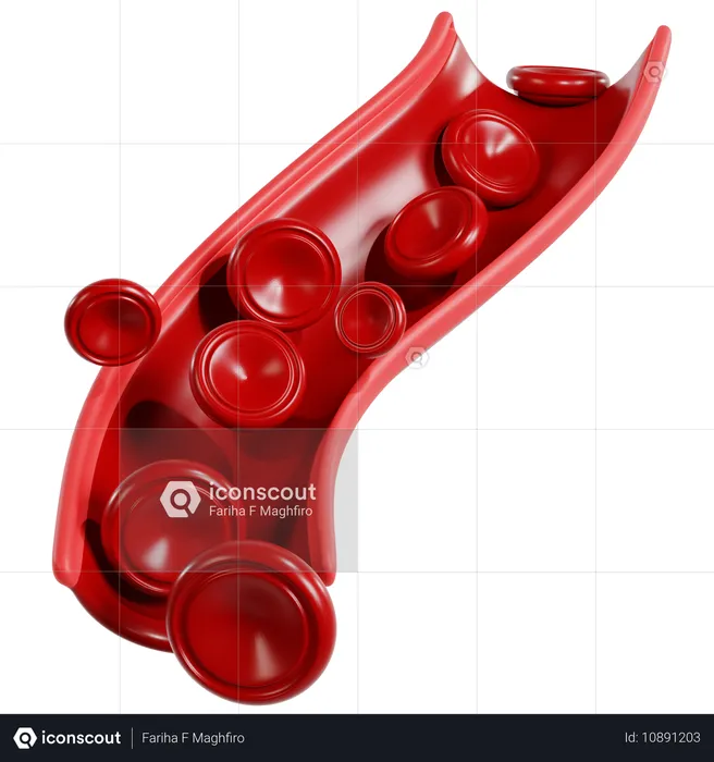 Red Blood Cells in Blood Vessel  3D Icon