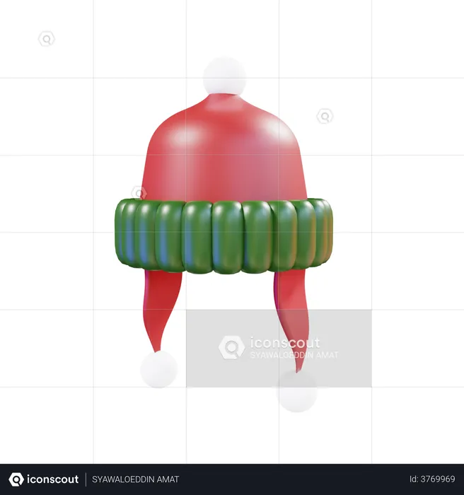 Red Bobble Hat  3D Illustration