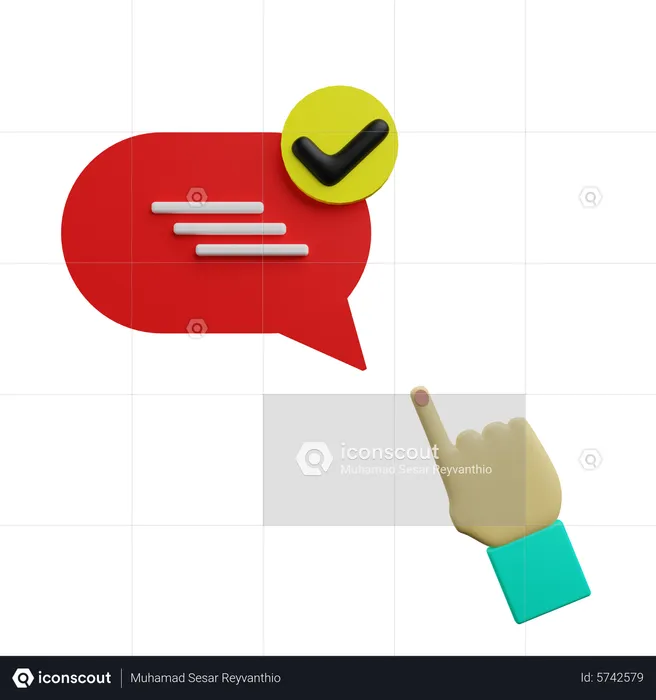 Red bubble chat checklist clicking by hand  3D Icon